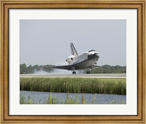 Framed Space Shuttle Endeavour touches down on the runway Print