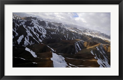 Framed Aerial view over Mountains in Afghanistan Print
