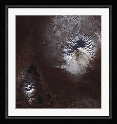 Framed Ash Stains on Russia's Shiveluch Volcano's Slopes Print