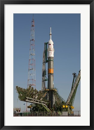 Framed Soyuz Rocket Shortly after Arrival to the Launch pad at the Baikonur Cosmodrome Print