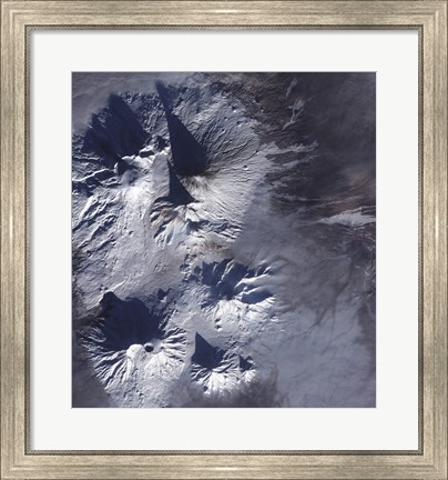 Framed Bezymianny Volcano Exhibits a Modest Plume Print