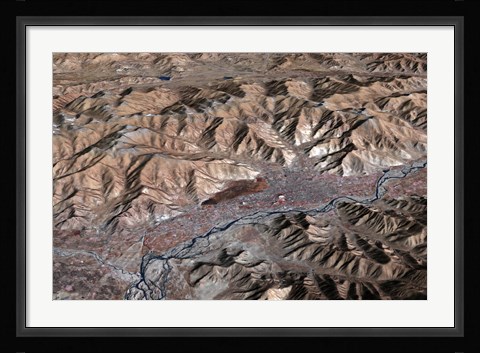 Framed Three-Dimensional view of the Landscape of Lhasa, Tibet Print