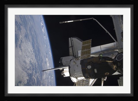 Framed Space Shuttle Discovery Backdropped by Earth's Horizon Print