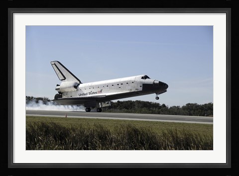 Framed Space Shuttle Atlantis Touches Down at Kennedy Space Center, Florida Print