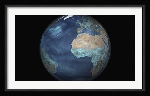 Framed Full Earth Showing Evaporation over the Atlantic Ocean and the Surrounding Continents Print