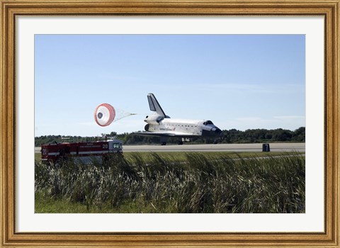 Framed Space Shuttle Atlantis Unfurls its Drag Chute upon Landing at Kennedy Space Center, Florida Print
