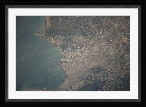 Framed Aerial view of the Port-au-Prince area of Haiti Print