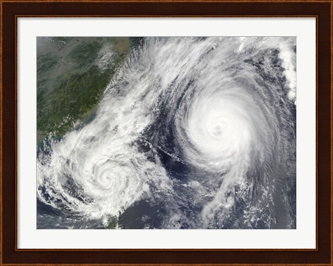Framed Tropical Storm Parma and Super Typhoon Melor Print