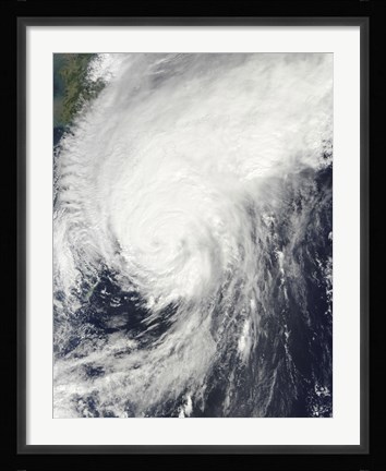 Framed Typhoon Melor approaching Japan Print