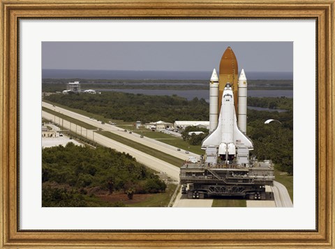 Framed Space Shuttle Discovery Resting on the Mobile Launcher Platform Print