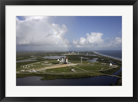 Framed Space Shuttle Atlantis and Endeavour Sit on their Launch Pads at Kennedy Space Center Print