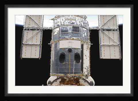 Framed Portion of the Hubble Space Telescope Locked down in the Cargo Bay of Space Shuttle Atlantis Print