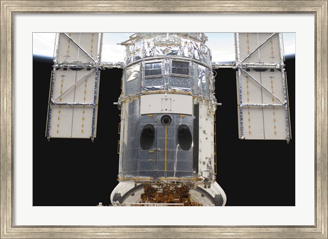 Framed Portion of the Hubble Space Telescope Locked down in the Cargo Bay of Space Shuttle Atlantis Print