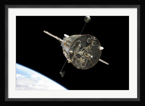 Framed Hubble Space Telescope in Orbit above Earth Print