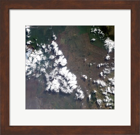 Framed Small Plume Rises from Nyiragongo Volcano in the Democratic Republic of the Congo Print