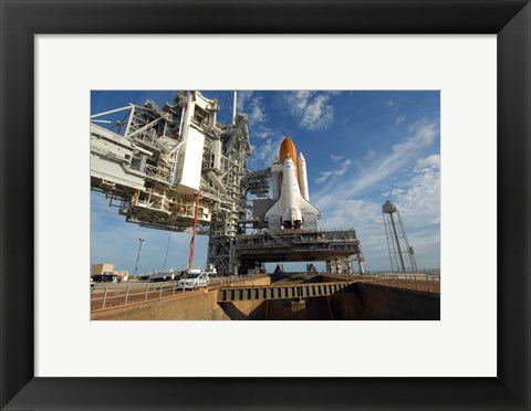 Framed view Space Shuttle Atlantis on Launch Pad 39A at the Kennedy Space Center Print