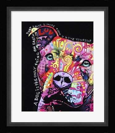 Framed Thoughtful Pit Bull 1 Print