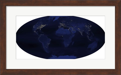 Framed Earth&#39;s Human-Generated Nighttime Lights for the Calendar Year 2003 Print