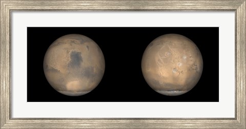 Framed Global Views of Mars in late Northern Summer Print