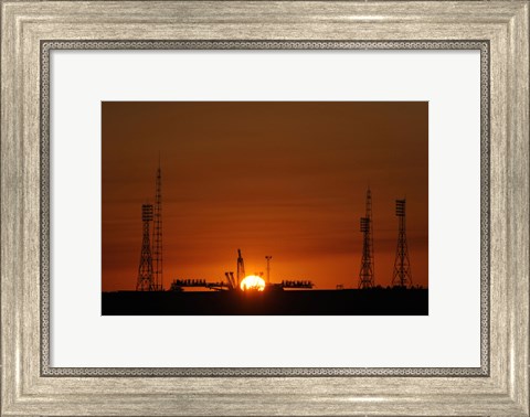 Framed Soyuz Launch Pad at the Baikonur Cosmodrome in Kazakhstan Print