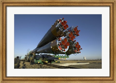 Framed Soyuz Rocket is Rolled out to the Launch Pad at the Baikonur Cosmodrome in Kazakhstan Print
