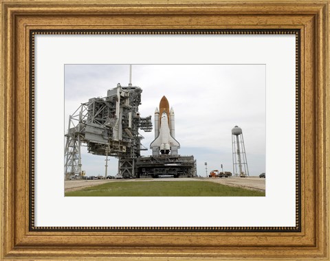 Framed Space Shuttle Atlantis comes to a Stop on the Top of Launch Pad 39A at Kennedy Space Center Print