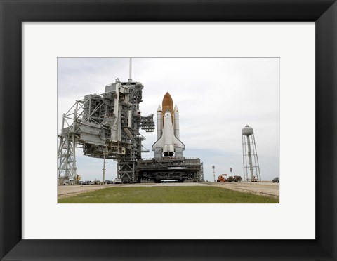 Framed Space Shuttle Atlantis comes to a Stop on the Top of Launch Pad 39A at Kennedy Space Center Print