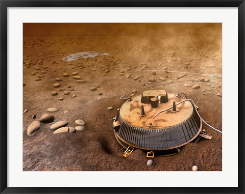 Framed Artist&#39;s Concept of the Area Surrounding the Huygens Landing Site Print