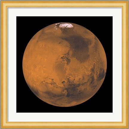 Framed Global Color View of Mars Print