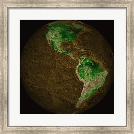 Framed Topographic Map of Earth Print