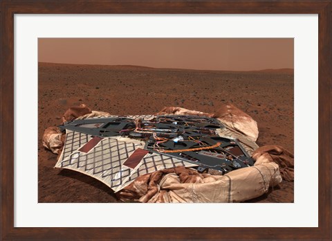 Framed Rover&#39;s Landing Site, the Columbia Memorial Station, at Gusev Crater, Mars Print