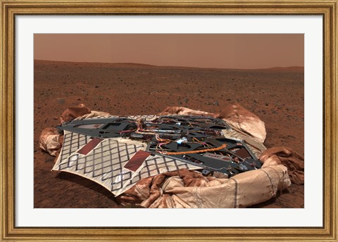 Framed Rover&#39;s Landing Site, the Columbia Memorial Station, at Gusev Crater, Mars Print