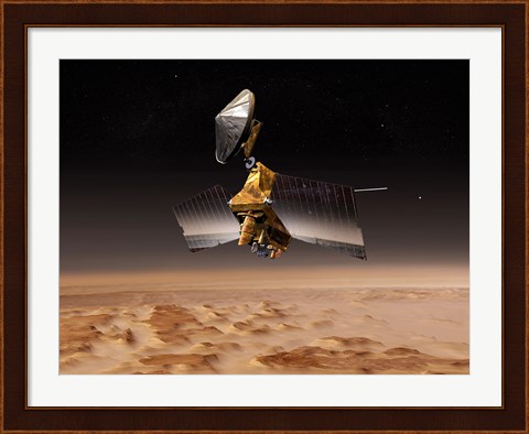 Framed Mars Reconnaissance Orbiter Passes above Planet Mars Print