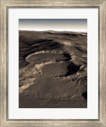 Framed Three Craters in the Eastern Hellas Region of Mars Print