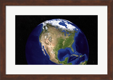 Framed Blue Marble Next Generation Earth Showing North America Print