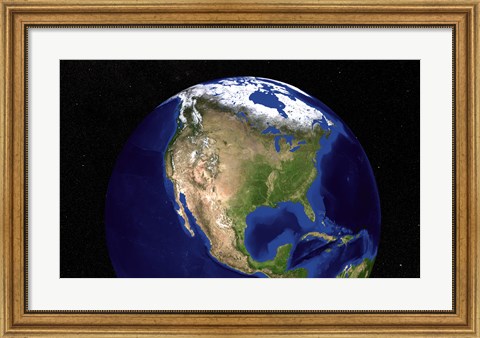 Framed Blue Marble Next Generation Earth Showing North America Print