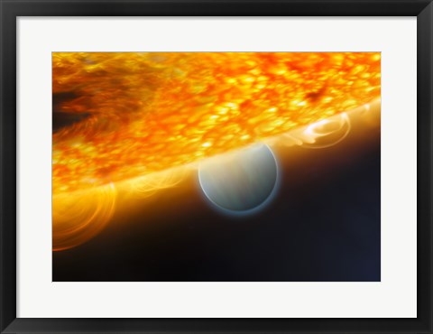 Framed Artist&#39;s Impression of a Jupiter-Size Extrasolar Planet Being Eclipsed by its Parent Star Print