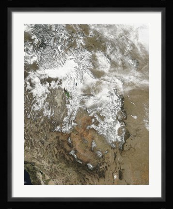 Framed high peaks of the Rocky Mountains covered with snow Print