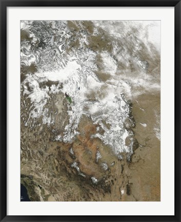 Framed high peaks of the Rocky Mountains covered with snow Print
