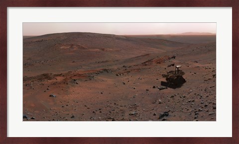 Framed Mars Exploration Rover Spirit on the flank of Husband Hill Print