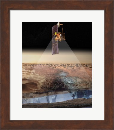 Framed Artist&#39;s View of Odyssey Detecting Ice Print