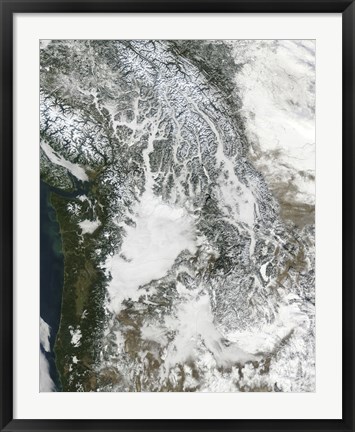 Framed Fog and Snow in the Pacific Northwest (True Color) Print
