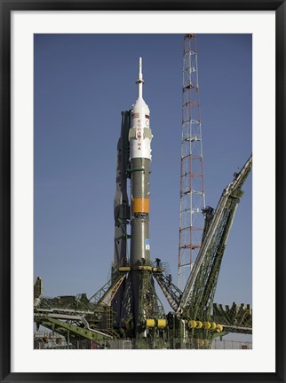Framed Soyuz Rocket is Erected into Position at the Launch Pad at the Baikonur Cosmodrome in Kazakhstan Print