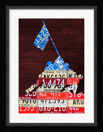 Framed Iwojima License Plate Print