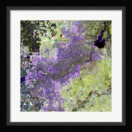 Framed Satellite view of the Sacramento Metropolitan Area Print