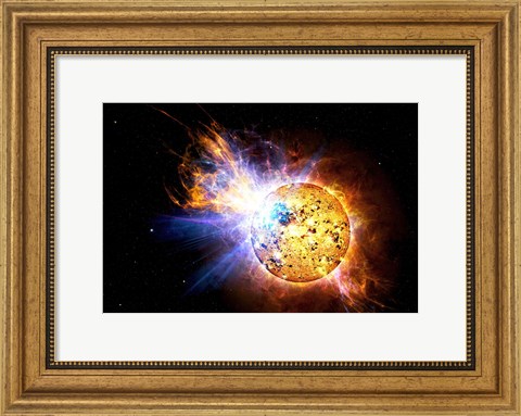 Framed Flare on the Star Known as EV Lacertae Print