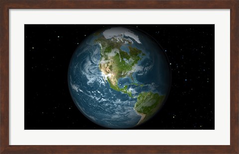 Framed Full Earth View Showing North America Print