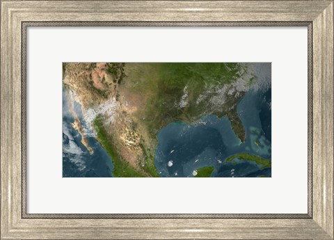 Framed View of Southern United States and Mexico Print