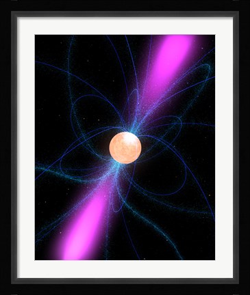 Framed Illustration of a Pulsar Print