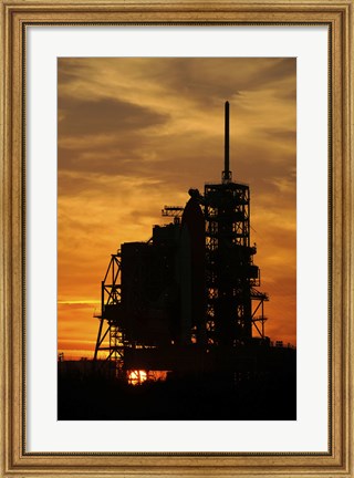 Framed Space Shuttle Atlantis on the Launch Pad Print